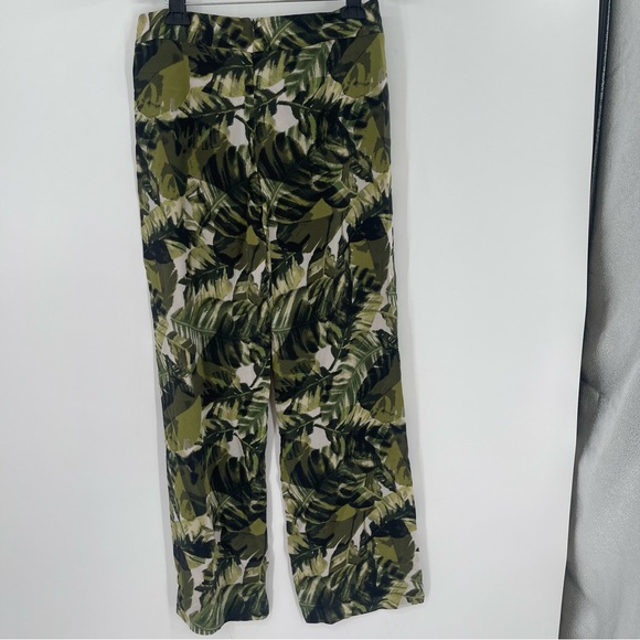 Worth New York Olive Khaki Green Palm Print Crepe De Chine (silk) Sienna Pants - Picture 8 of 12